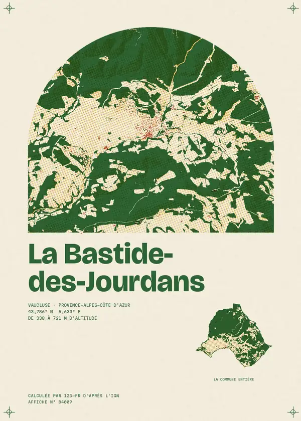 Affiche de La Bastide-des-Jourdans, calculée par 123-fr d'après l'IGN