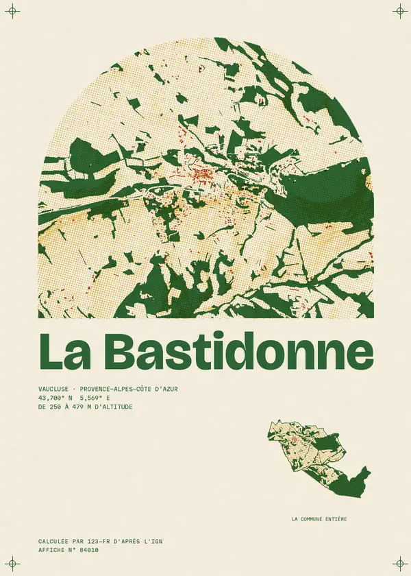 Affiche de La Bastidonne, calculée par 123-fr d'après l'IGN