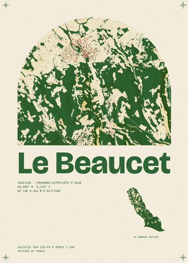 Affiche de Le Beaucet, calculée par 123-fr d'après l'IGN
