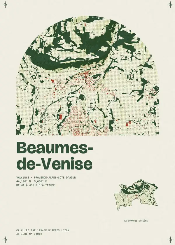 Affiche de Beaumes-de-Venise, calculée par 123-fr d'après l'IGN