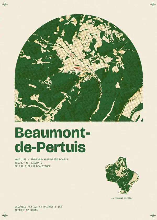 Affiche de Beaumont-de-Pertuis, calculée par 123-fr d'après l'IGN