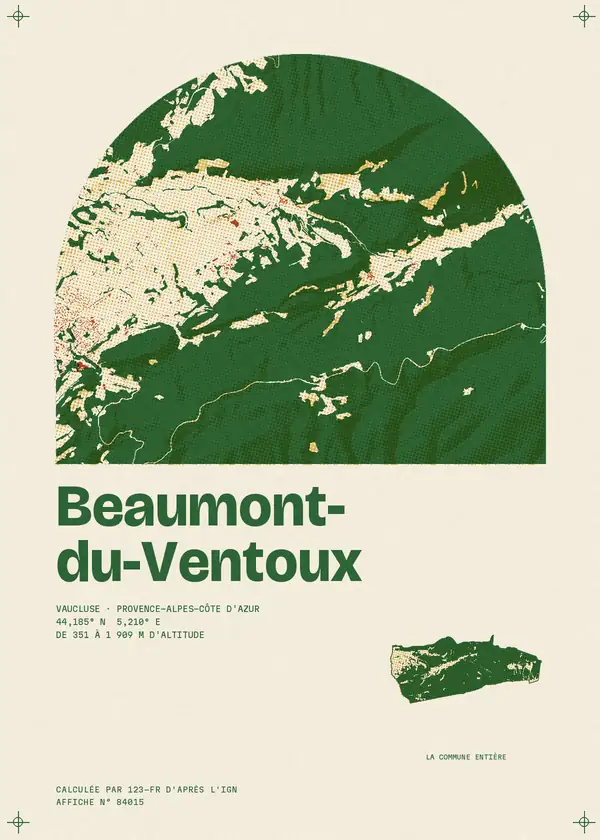 Affiche de Beaumont-du-Ventoux, calculée par 123-fr d'après l'IGN