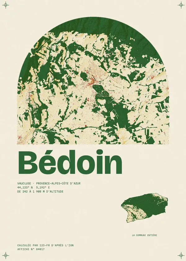 Affiche de Bédoin, calculée par 123-fr d'après l'IGN
