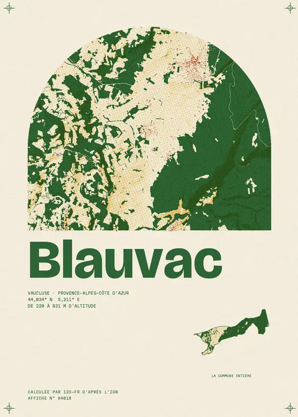 Affiche de Blauvac, calculée par 123-fr d'après l'IGN