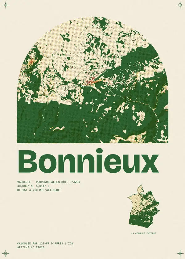 Affiche de Bonnieux, calculée par 123-fr d'après l'IGN