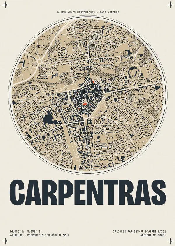 Affiche de Carpentras, calculée par 123-fr d'après l'IGN