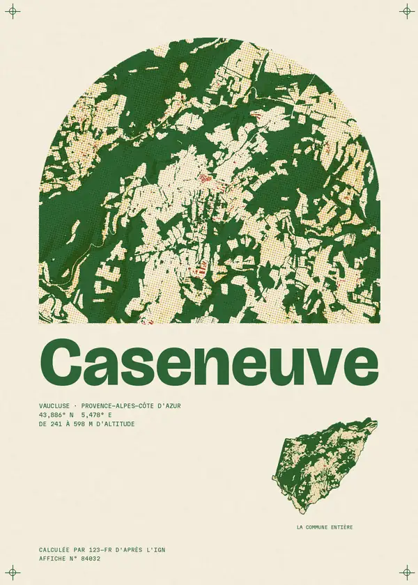 Affiche de Caseneuve, calculée par 123-fr d'après l'IGN