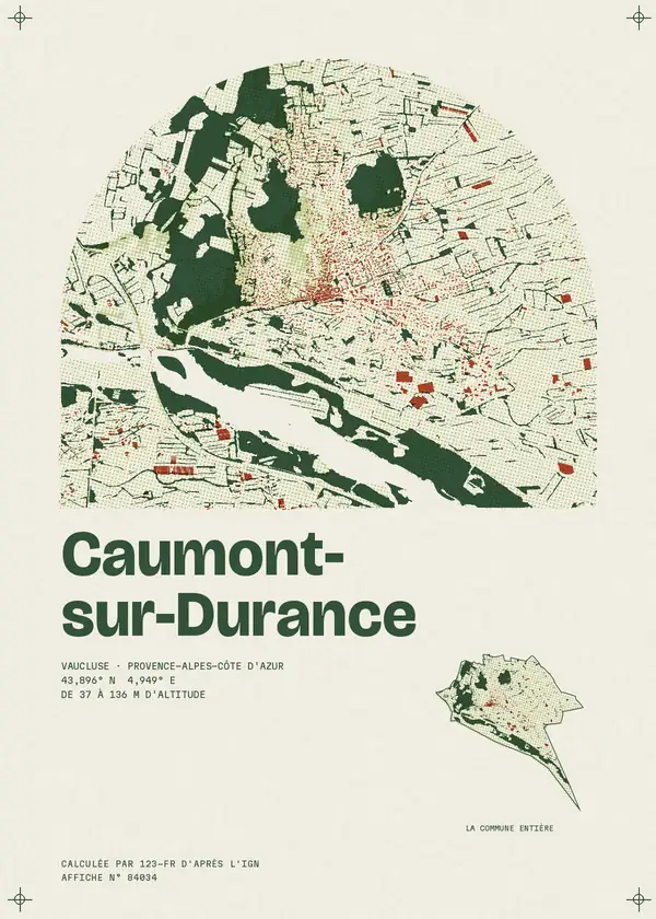 Affiche de Caumont-sur-Durance, calculée par 123-fr d'après l'IGN