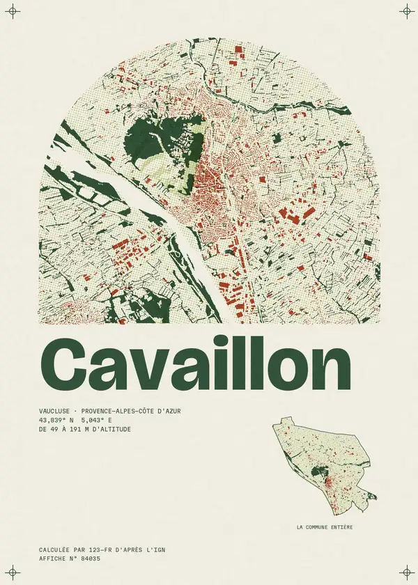 Affiche de Cavaillon, calculée par 123-fr d'après l'IGN