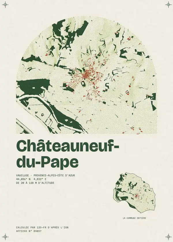 Affiche de Châteauneuf-du-Pape, calculée par 123-fr d'après l'IGN