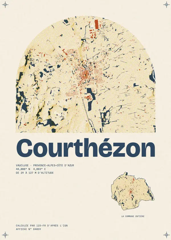 Affiche de Courthézon, calculée par 123-fr d'après l'IGN