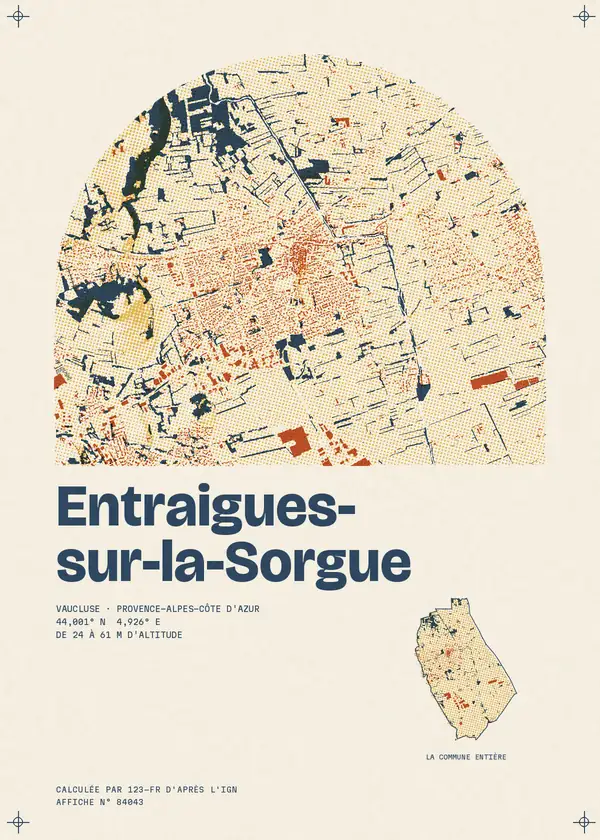 Affiche de Entraigues-sur-la-Sorgue, calculée par 123-fr d'après l'IGN