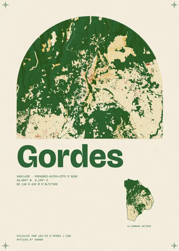 Affiche de Gordes, calculée par 123-fr d'après l'IGN