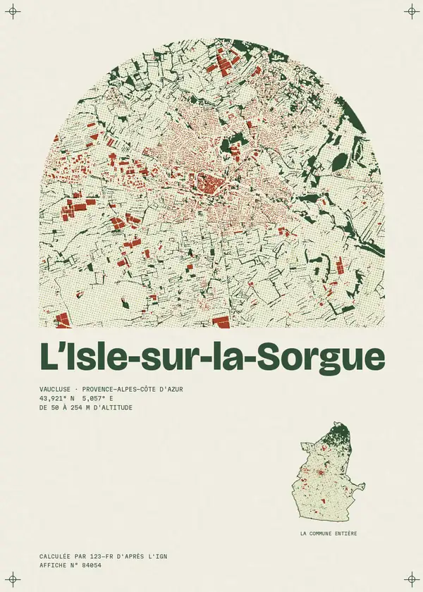 Affiche de L'Isle-sur-la-Sorgue, calculée par 123-fr d'après l'IGN