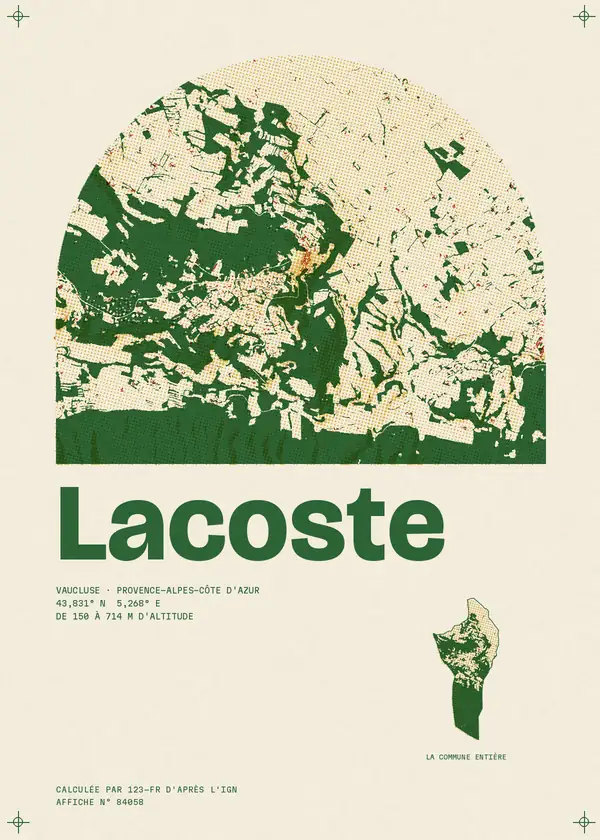 Affiche de Lacoste, calculée par 123-fr d'après l'IGN