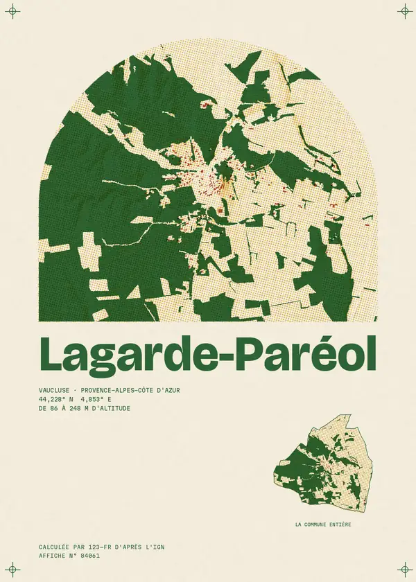 Affiche de Lagarde-Paréol, calculée par 123-fr d'après l'IGN