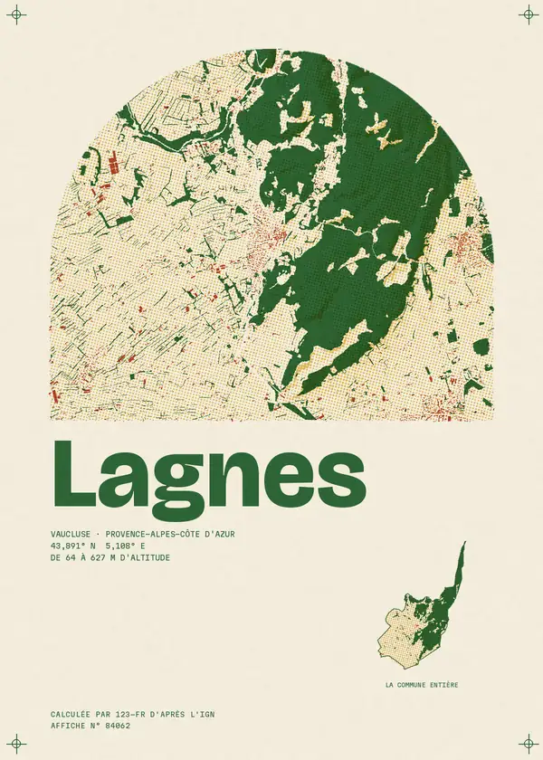 Affiche de Lagnes, calculée par 123-fr d'après l'IGN