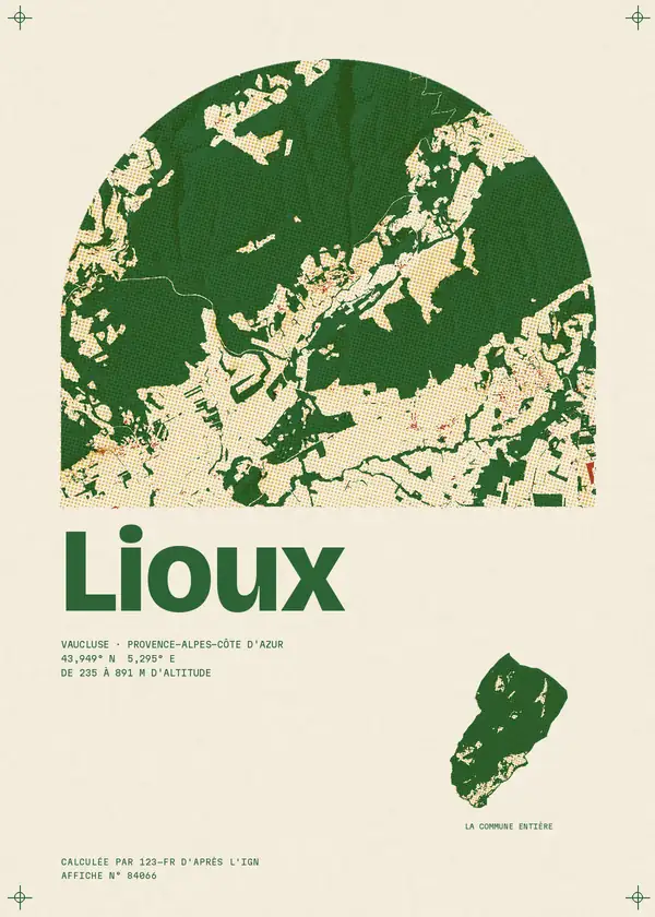 Affiche de Lioux, calculée par 123-fr d'après l'IGN