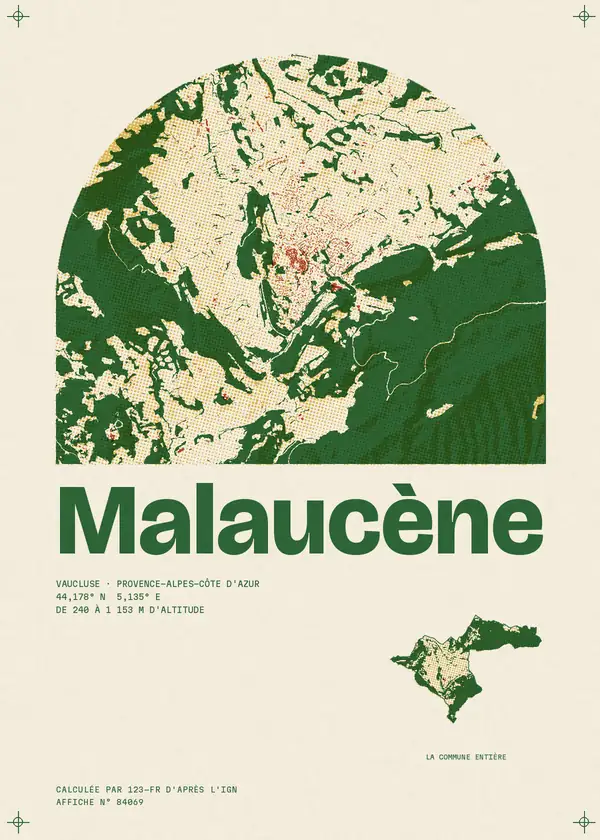 Affiche de Malaucène, calculée par 123-fr d'après l'IGN