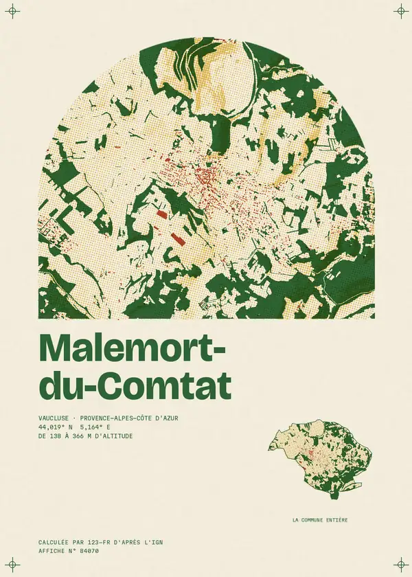 Affiche de Malemort-du-Comtat, calculée par 123-fr d'après l'IGN