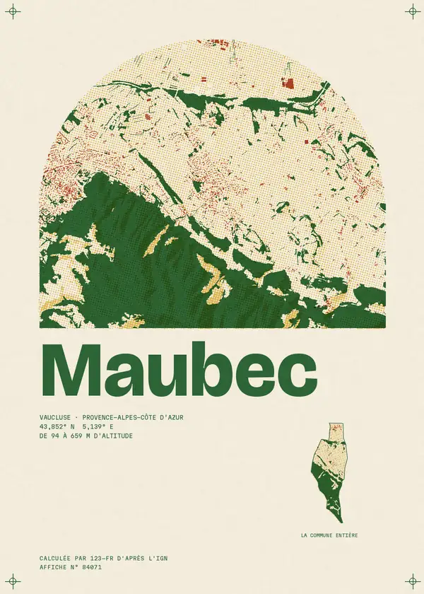 Affiche de Maubec, calculée par 123-fr d'après l'IGN