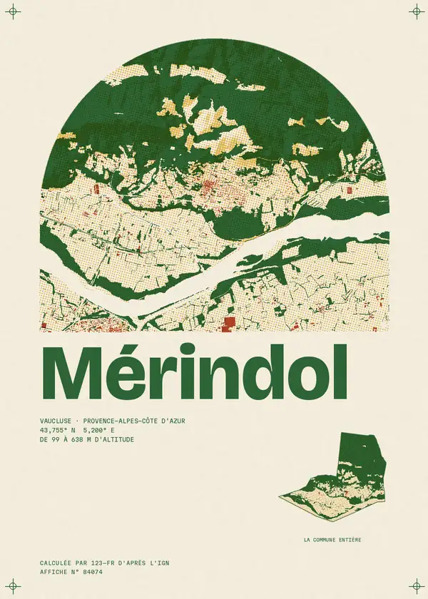 Affiche de Mérindol, calculée par 123-fr d'après l'IGN