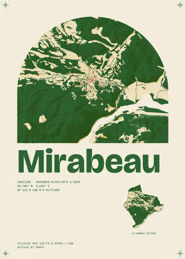 Affiche de Mirabeau, calculée par 123-fr d'après l'IGN