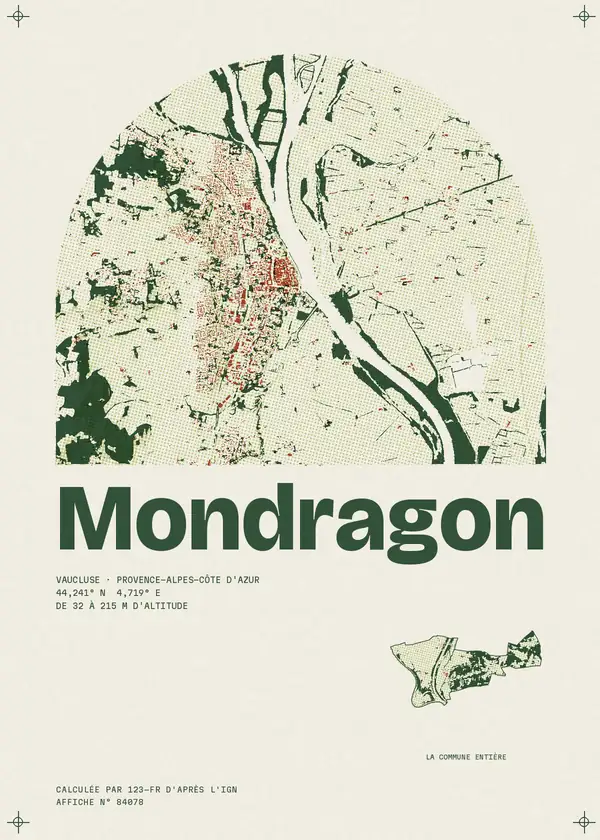 Affiche de Mondragon, calculée par 123-fr d'après l'IGN