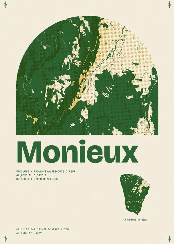 Affiche de Monieux, calculée par 123-fr d'après l'IGN