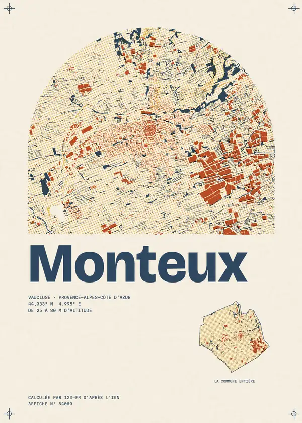 Affiche de Monteux, calculée par 123-fr d'après l'IGN