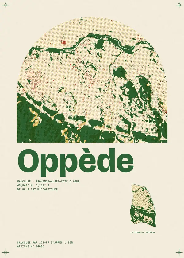 Affiche de Oppède, calculée par 123-fr d'après l'IGN