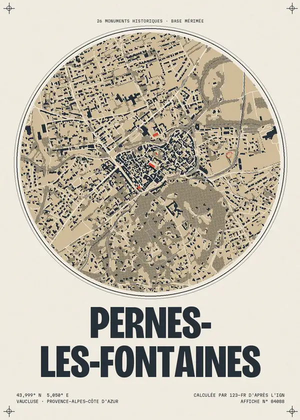 Affiche de Pernes-les-Fontaines, calculée par 123-fr d'après l'IGN