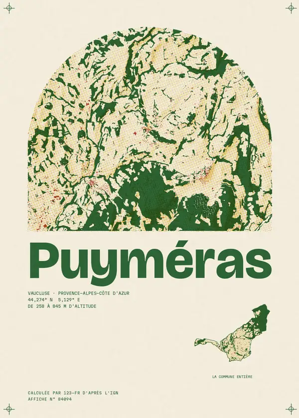 Affiche de Puyméras, calculée par 123-fr d'après l'IGN