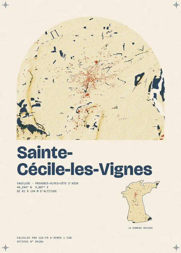 Affiche de Sainte-Cécile-les-Vignes, calculée par 123-fr d'après l'IGN