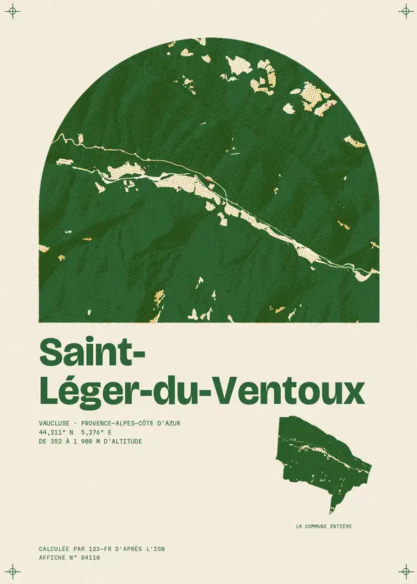 Affiche de Saint-Léger-du-Ventoux, calculée par 123-fr d'après l'IGN