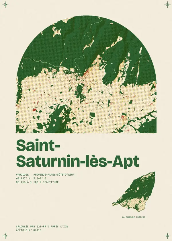 Affiche de Saint-Saturnin-lès-Apt, calculée par 123-fr d'après l'IGN