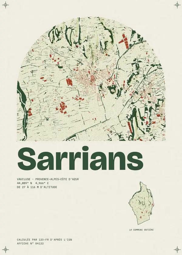 Affiche de Sarrians, calculée par 123-fr d'après l'IGN