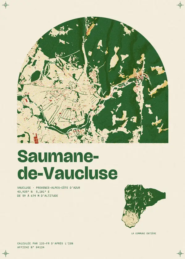 Affiche de Saumane-de-Vaucluse, calculée par 123-fr d'après l'IGN