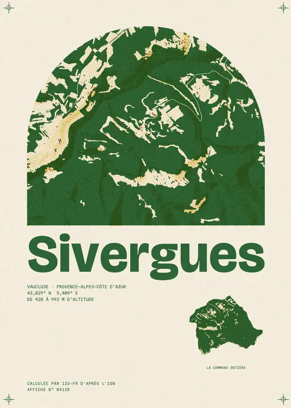 Affiche de Sivergues, calculée par 123-fr d'après l'IGN