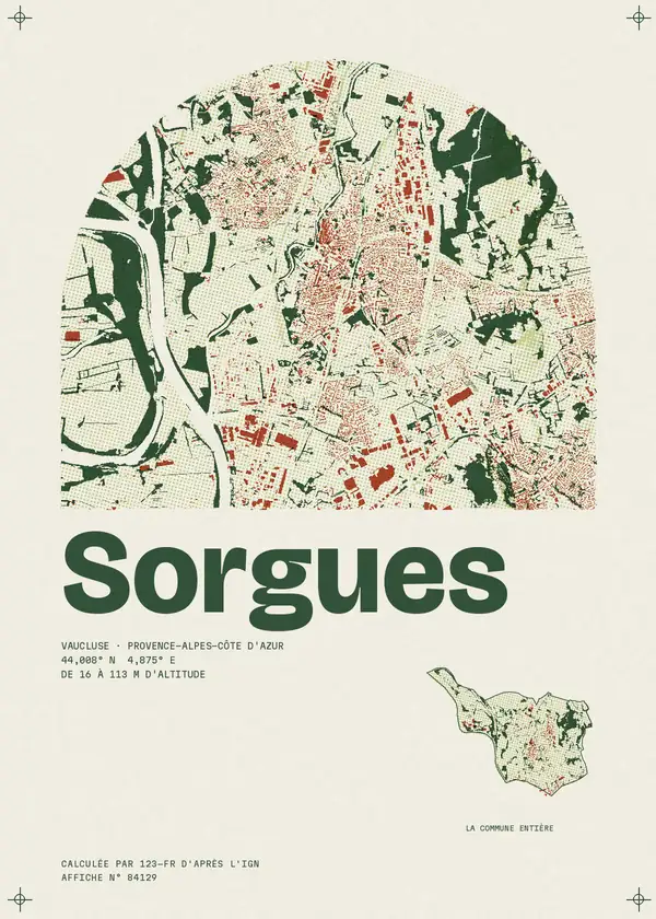 Affiche de Sorgues, calculée par 123-fr d'après l'IGN