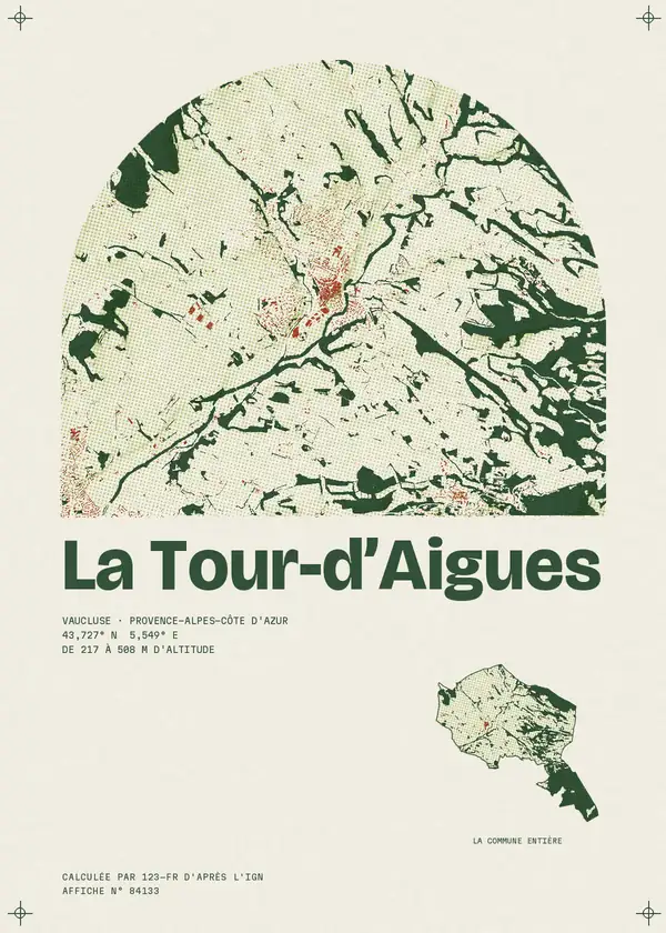 Affiche de La Tour-d'Aigues, calculée par 123-fr d'après l'IGN