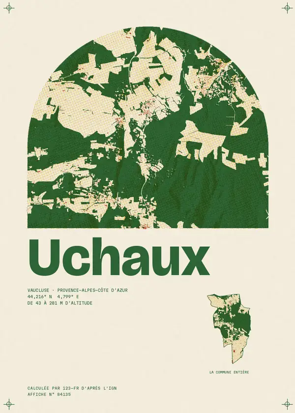 Affiche de Uchaux, calculée par 123-fr d'après l'IGN