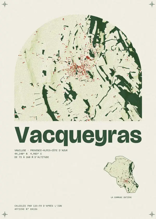 Affiche de Vacqueyras, calculée par 123-fr d'après l'IGN