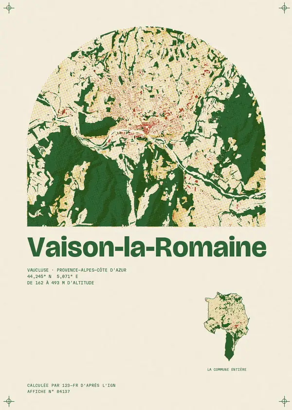 Affiche de Vaison-la-Romaine, calculée par 123-fr d'après l'IGN