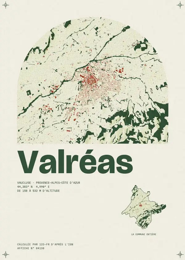 Affiche de Valréas, calculée par 123-fr d'après l'IGN