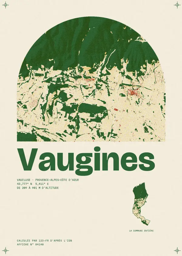 Affiche de Vaugines, calculée par 123-fr d'après l'IGN