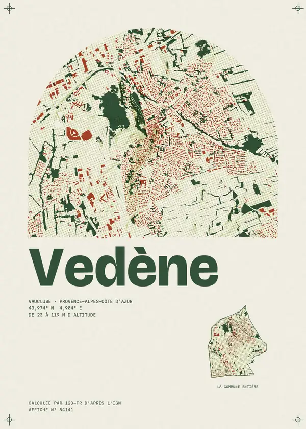 Affiche de Vedène, calculée par 123-fr d'après l'IGN