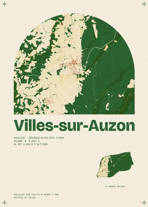 Affiche de Villes-sur-Auzon, calculée par 123-fr d'après l'IGN