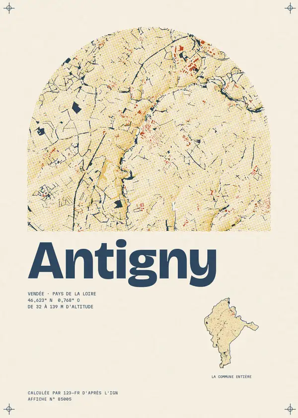 Affiche de Antigny, calculée par 123-fr d'après l'IGN