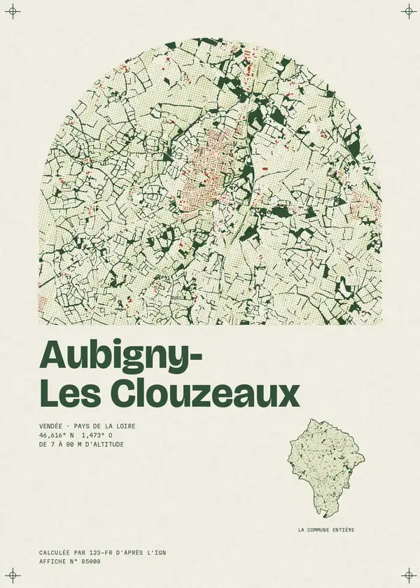 Affiche de Aubigny-Les Clouzeaux, calculée par 123-fr d'après l'IGN